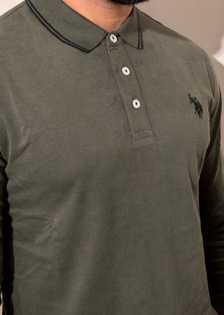 Polo maniche lunghe verde militare