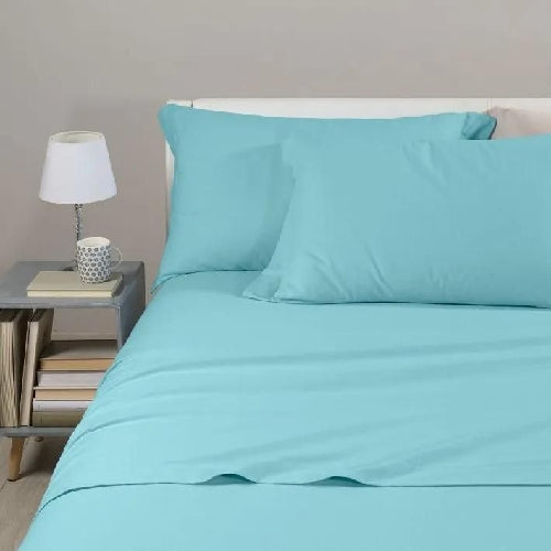 Completo lenzuola singolo di flanella tinta unita Caleffi colore anice