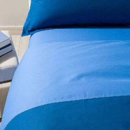 Completo copripiumino matrimoniale Caleffi art.Bicolor colore blu