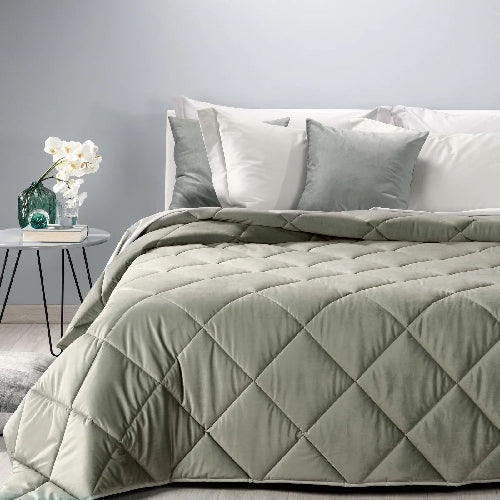 Trapunta matrimoniale invernale in microfibra di velluto Caleffi art.Velvet colore tortora