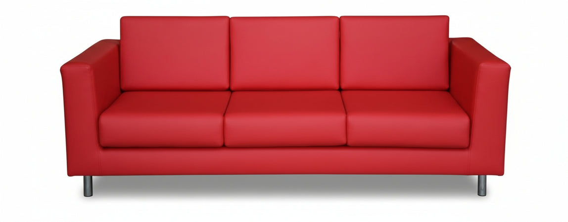 Divano ergonomico direzionale a tre posti rivestito in pelle