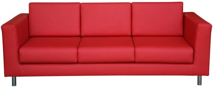 Divano ergonomico direzionale a tre posti rivestito in pelle