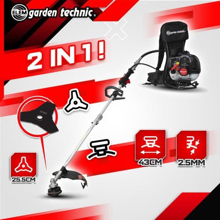 ELEM DCBT52DO-22 Decespugliatore a Zaino - 52cc - Imbracatura Imbottita