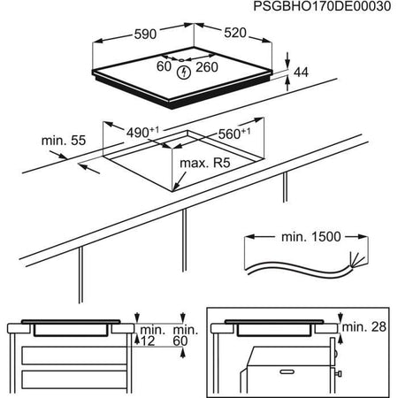 ELECTROLUX LIV6343 - Piano cottura - 4 fuochi - 7350W - Rivestimento in vetro - Nero