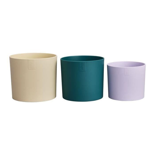 Vaso da fiori - Elho - Lex Pott - Set 14 - Bianco Verde Viola - L 14 x P 13,8 x A 12 cm - Per interni - 100% riciclato
