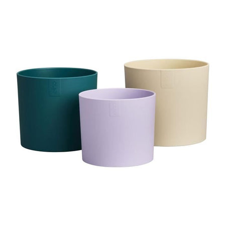 Vaso da fiori - Elho - Lex Pott - Set 14 - Bianco Verde Viola - L 14 x P 13,8 x A 12 cm - Per interni - 100% riciclato