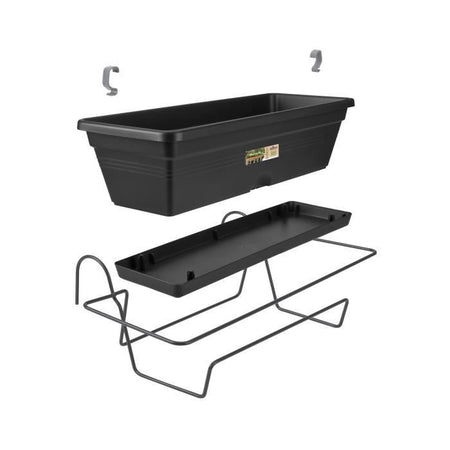 ELHO Balconniere Green Basics Allin1 50 - Esterno e balcone - L 25,7 x P 47,3 x H 16,7 cm - Living nero