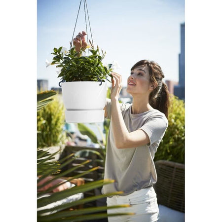 Vaso per fiori sospeso ELHO Greenville 24 - Esterno - 23,9 x H 20,3 cm - Bianco
