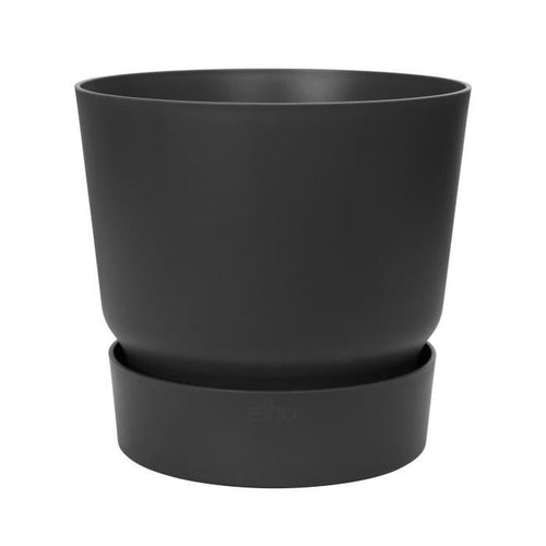 Vaso di fiori rotondo ELHO Greenville 25 - Esterno -  24,48 x H 23,31 cm - Nero vivente