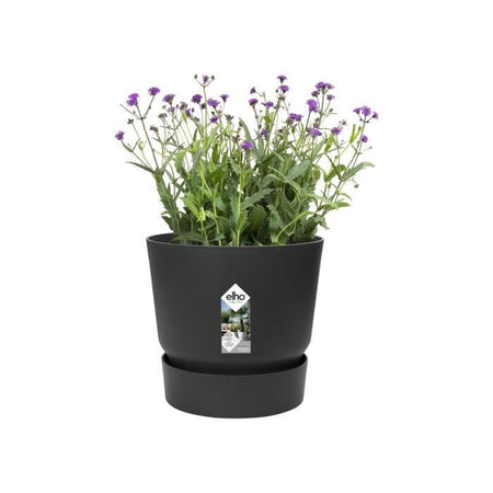 Vaso di fiori rotondo ELHO Greenville 25 - Esterno -  24,48 x H 23,31 cm - Nero vivente