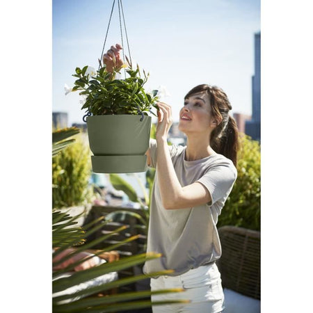 Vaso per fiori sospeso ELHO Greenville 24 - Esterno -  23,9 x H 20,3 cm - Verde foglia
