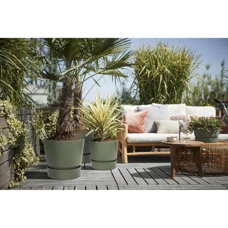 Vaso per fiori rotondo ELHO Greenville 47 - Esterno -  47 x H 44,1 cm - Verde foglia