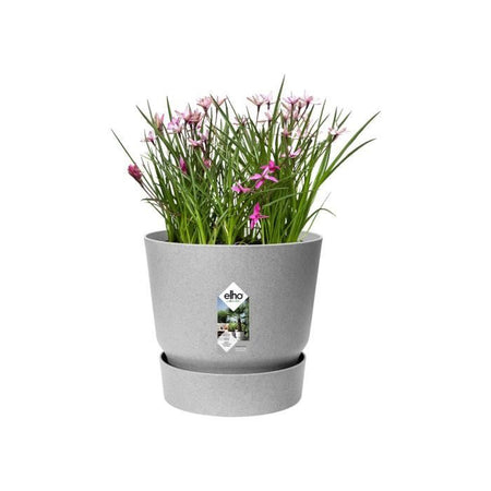 Vaso di fiori rotondo ELHO Greenville 25 - Esterno -  24,48 x H 23,31 cm - Grigio cemento vivente