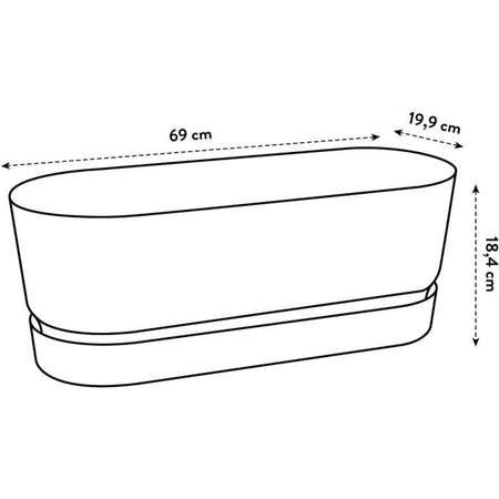 Greenville Oval piantatrice - Plastica - 50 - NERO