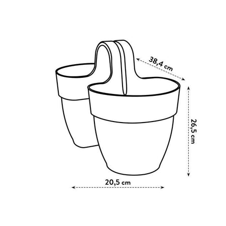 ELHO - Vaso da fiori - Vibia Campana Flower Twin 21 - Antracite - Balcone esterno - L 38,4 x P 20,5 x H 26,5 cm