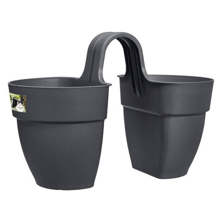 ELHO - Vaso da fiori - Vibia Campana Flower Twin 21 - Antracite - Balcone esterno - L 38,4 x P 20,5 x H 26,5 cm