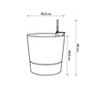 ELHO - Vaso da fiori - Greensense Aqua Care Round 35 - Grigio antracite - Interno/esterno -  34,5 x H 34,1 cm