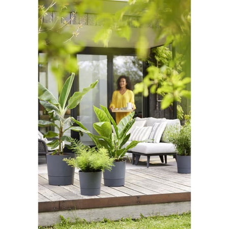 ELHO - Vaso da fiori - Greensense Aqua Care Round 35 - Grigio antracite - Interno/esterno -  34,5 x H 34,1 cm