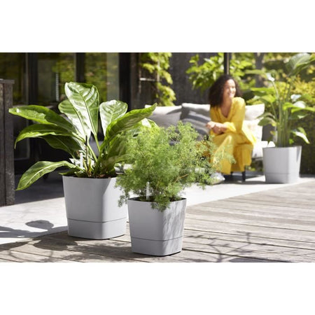 ELHO - Vaso da fiori - Greensense Aqua Care Square 30 - Cemento chiaro - Interno/esterno -  29,5 x H 30,2 cm