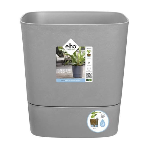 ELHO - Vaso da fiori - Greensense Aqua Care Square 30 - Cemento chiaro - Interno/esterno -  29,5 x H 30,2 cm