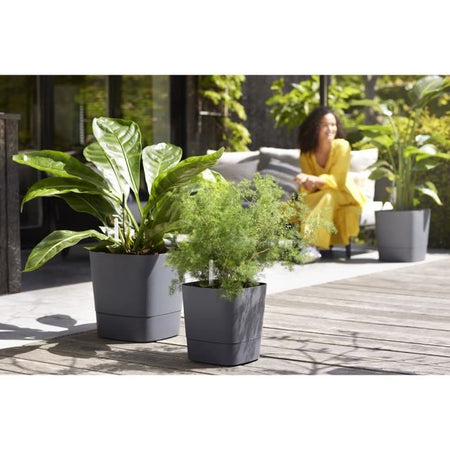 ELHO - Vaso da fiori - Greensense Aqua Care Square 30 - Grigio antracite - Interno/esterno -  29,5 x H 30,2 cm