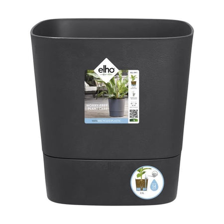 ELHO - Vaso da fiori - Greensense Aqua Care Square 30 - Grigio antracite - Interno/esterno -  29,5 x H 30,2 cm