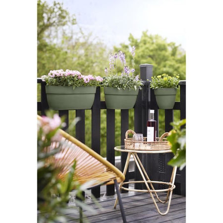 ELHO - Vaso da fiori - Vibia Campana Easy Hanger Large - Verde pistacchio - Balcone esterno - L 24,1 x P 46 x H 26,5 cm