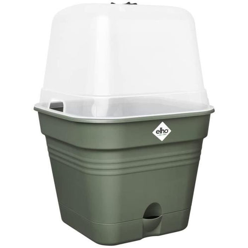 Pentola di fiori quadrati di base verde - plastica - serbatoio - 20 - verde foglia