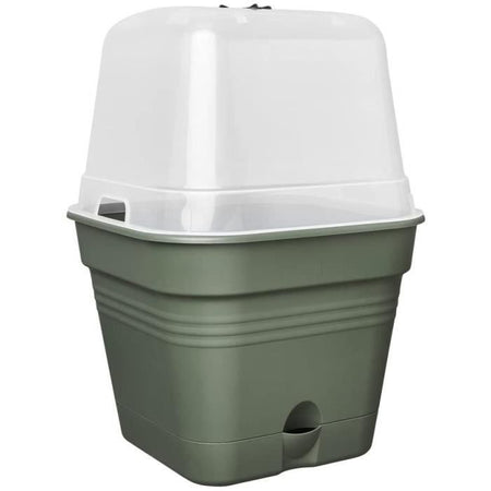 Pentola di fiori quadrati di base verde - plastica - serbatoio - 20 - verde foglia
