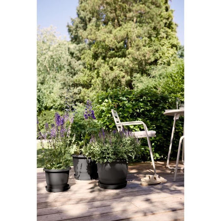 Vaso per fiori - ELHO - Amiga Round 25 - Nero - L 25 x P 24,5 x H 18 cm - Esterno - 100% riciclato