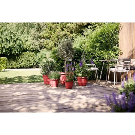 Vaso per fiori - ELHO - Amiga Round 25 - Rosso - L 25 x P 24,5 x H 18 cm - Esterno - 100% riciclato