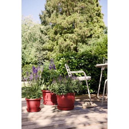 Vaso per fiori - ELHO - Amiga Round 25 - Rosso - L 25 x P 24,5 x H 18 cm - Esterno - 100% riciclato