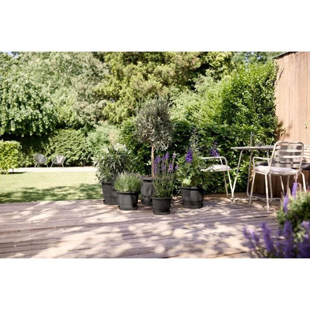 Vaso per fiori - ELHO - Amiga Round 35 - Nero - L 35 x P 34,5 x H 26 cm - Esterno - 100% riciclato