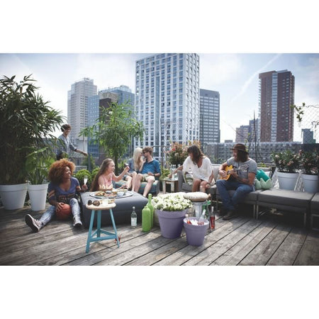 Vaso da fiori - Elho - Loft Urban Round - Ruote 40 - Viola - L 39 x P 38,5 x A 35 cm - Esterno - 100% riciclato