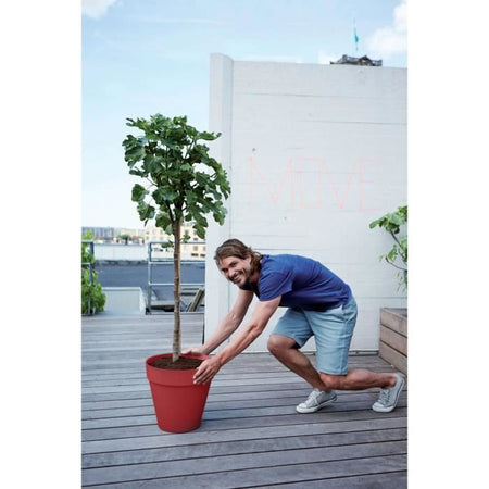 Vaso da fiori - Elho - Loft Urban Round - Ruote 40 - Rosso - L 39 x P 38,5 x H 35 cm - Esterno - 100% riciclato