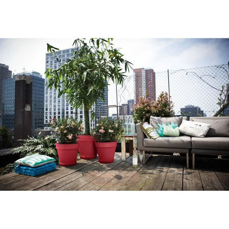 Vaso da fiori - Elho - Loft Urban Round - Ruote 50 - Rosso - L 49 x P 48,5 x A 45 cm - Esterno - 100% riciclato