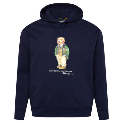 Ralph Lauren Felpa Uomo con Cappuccio Blu Big Polo Bear Felpa con Orsetto Grande Felpa Stampata Polsini a Coste