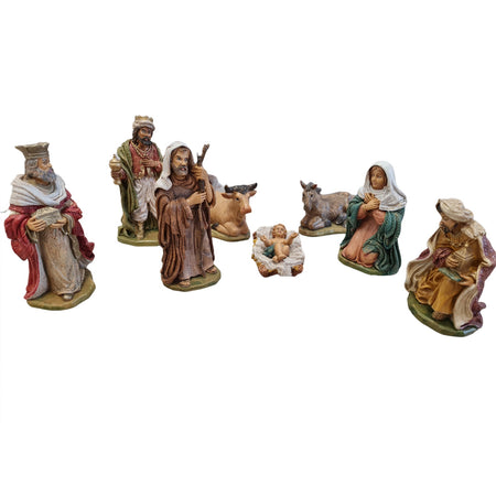 Natività completa con re magi presepe in resina 8 soggetti h 20 cm