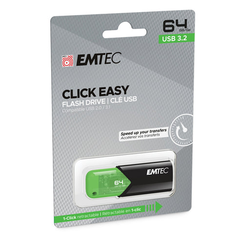 Emtec Memoria Usb B110 Usb3.2 Clickeasy 64Gb Verde