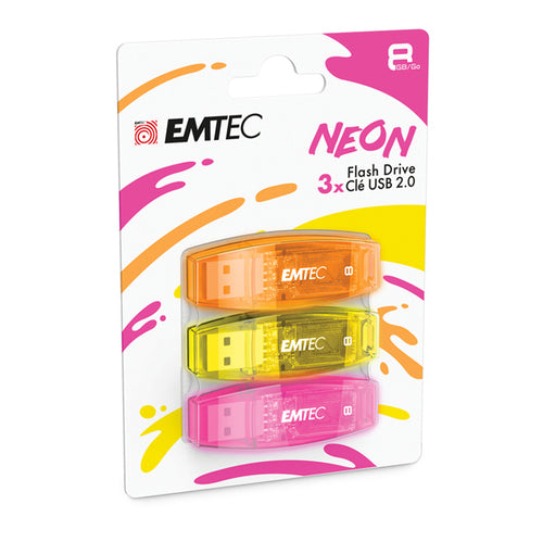 Emtec Memoria 3Pz Usb2.0 C410 8Gb Neon