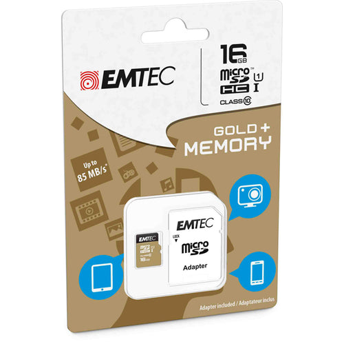 Micro Sdhc Emtec 16Gb Class 10 Gold Plus Con Adattatore