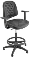 Sgabello regolabile per laboratorio con elevazione a gas e poggiapiedi cm. 64x63x99/124h