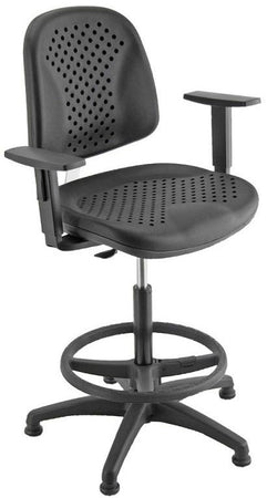 Sgabello regolabile per laboratorio con elevazione a gas e poggiapiedi cm. 64x63x99/124h