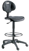 Sgabello ergonomico con scocca in poliuretano e seduta alta cm. 46x63x100/125h