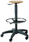 Sgabello con poggiapiedi e sedile in faggio regolabile in altezza cm. 32x60x55/80h