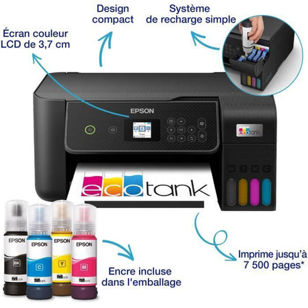 Stampante multifunzione A4 - EPSON - Ecotank ET-2870 - Wi-Fi - Serbatoi d'inchiostro - 3 anni di inchiostro inclusi