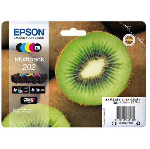 Conf. 5 Cartucce Ink Multipack 1 Per Colore 202 Kiwi