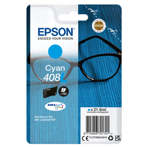 Epson Cartuccia Durabrite Ultra, 408L Ciano