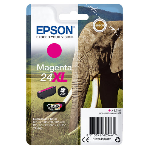 Cartuccia Magenta Claria Photo Hd Serie 24Xl Elefante Blister