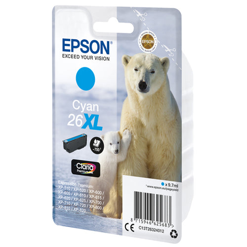 Cartuccia Ciano Epson Claria Premium, Serie 26Xl/Orso Polare, In Blister